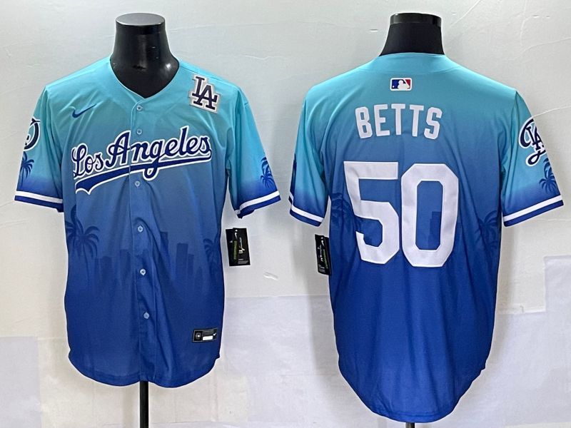Men 2025 Los Angeles Dodgers #50 Betts Blue Nike MLB Jersey Daoqite style 7->los angeles dodgers->MLB Jersey
